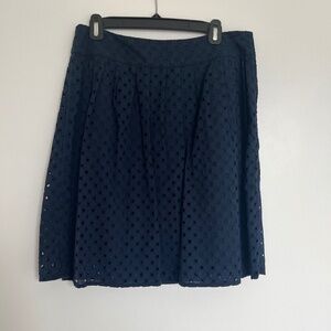 Talbots Navy Blue Eyelet Skirt Size 8